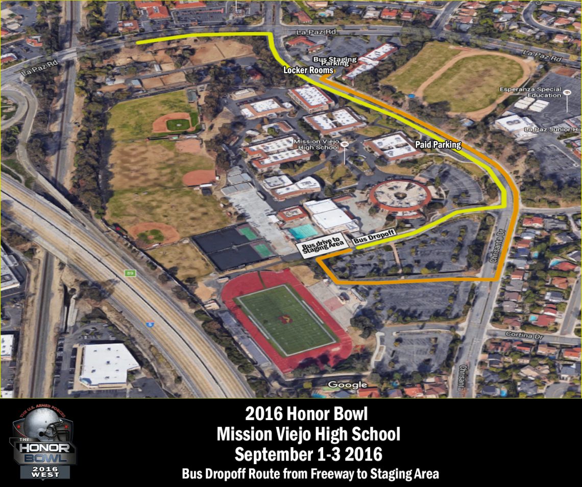 Mission Viejo Bus Drop-off and Staging Site Map - The Honor Group